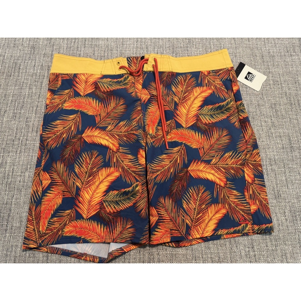 Reef Harrison Board Shorts Men's 36 Multicolor Palm Printed Stretch Swim Trunks